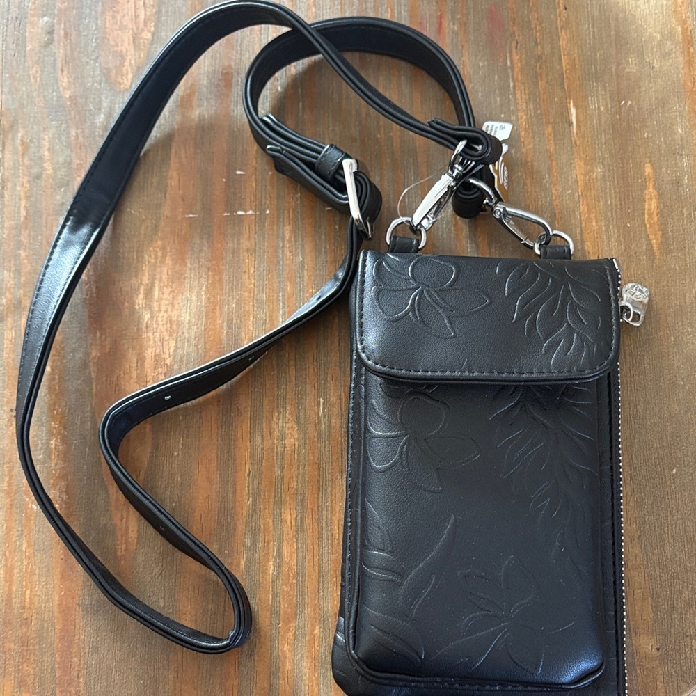 Crossbody Phone Wallet Anna Embossed Black (NWT)